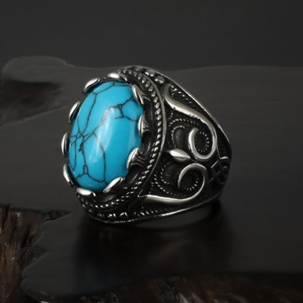 Noble Pattern Gemstone Ring - Chrome Cult