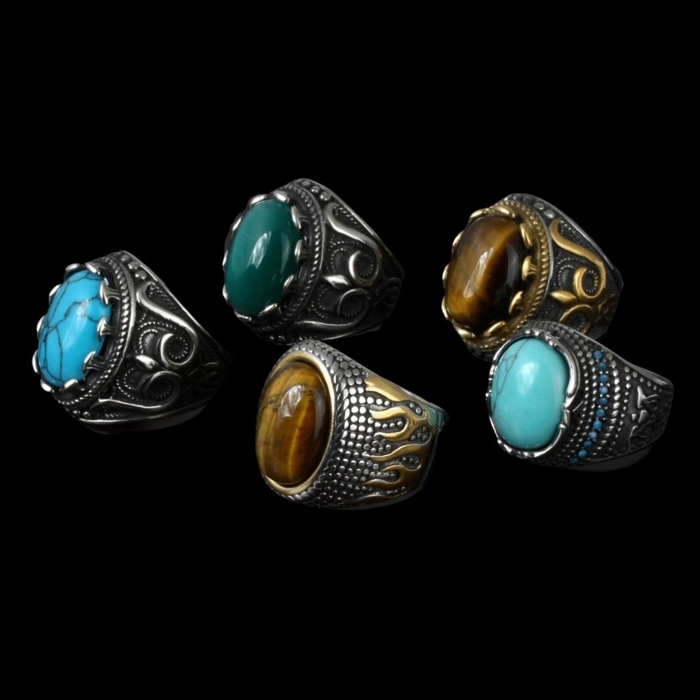 Noble Pattern Gemstone Ring - Chrome Cult