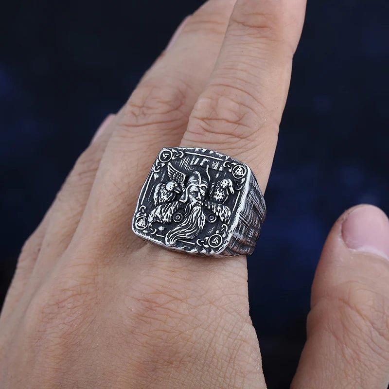 Odin God Of War Raven Ring - Chrome Cult