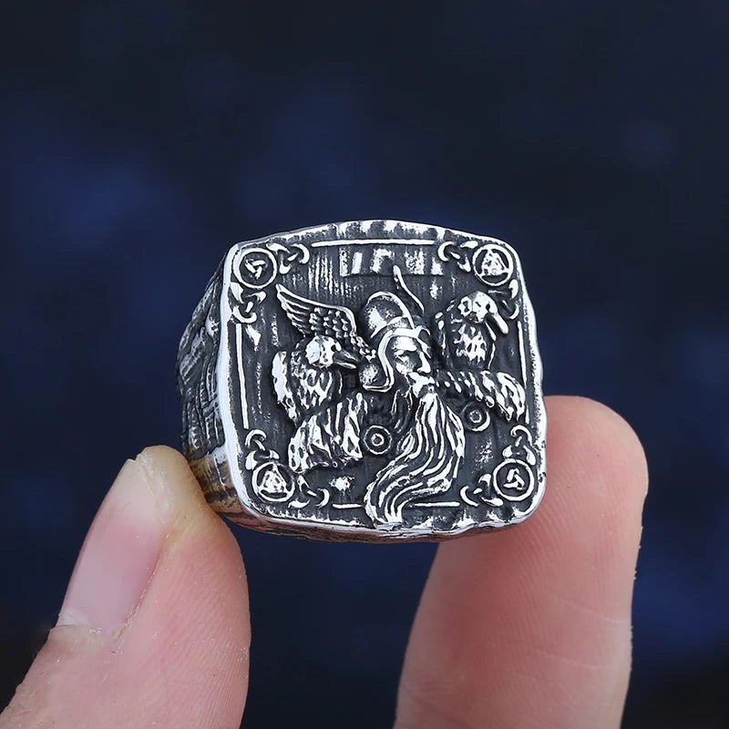 Odin God Of War Raven Ring - Chrome Cult