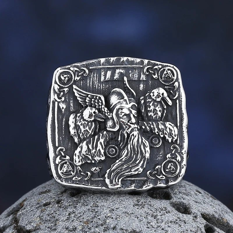 Odin God Of War Raven Ring - Chrome Cult