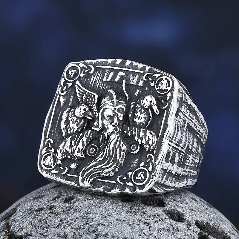 Odin God Of War Raven Ring - Chrome Cult