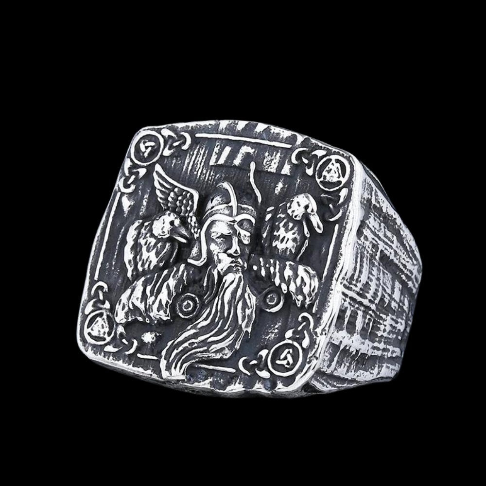 Odin God Of War Raven Ring - Chrome Cult