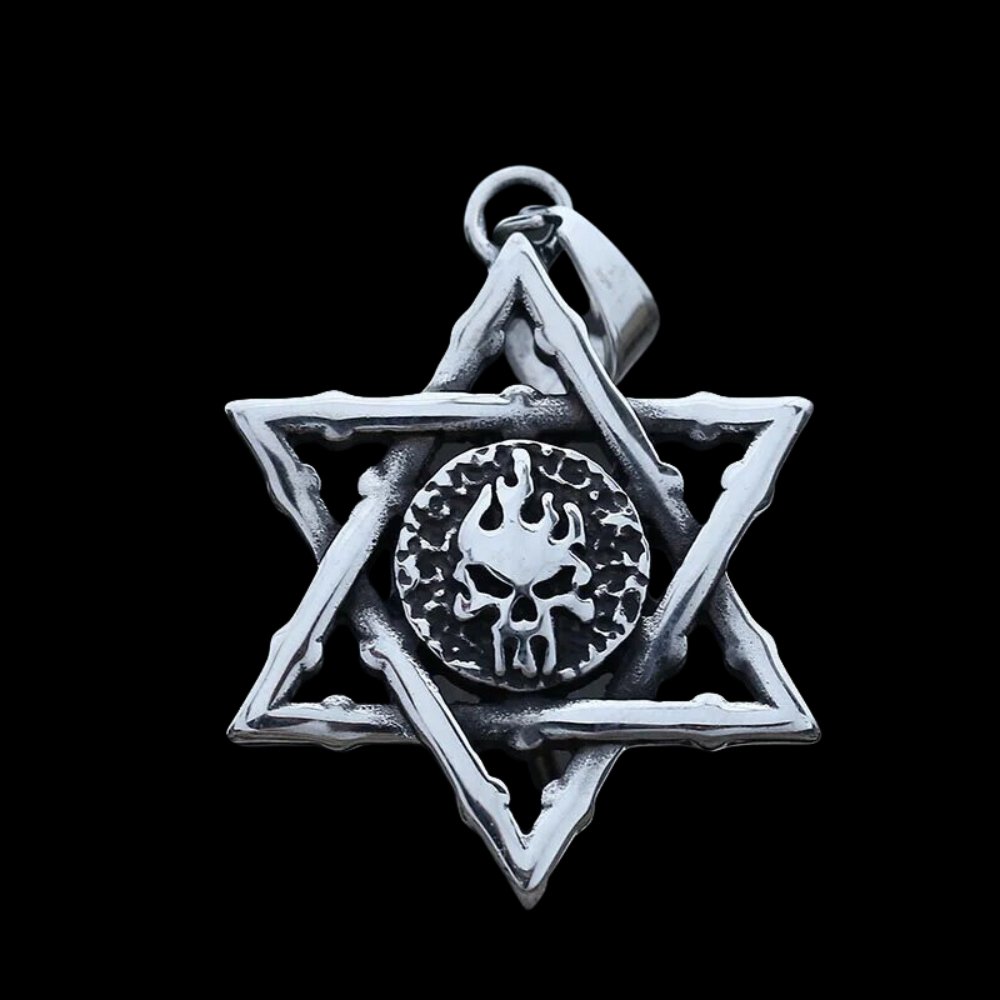Pentagram Skull Pendant - Chrome Cult