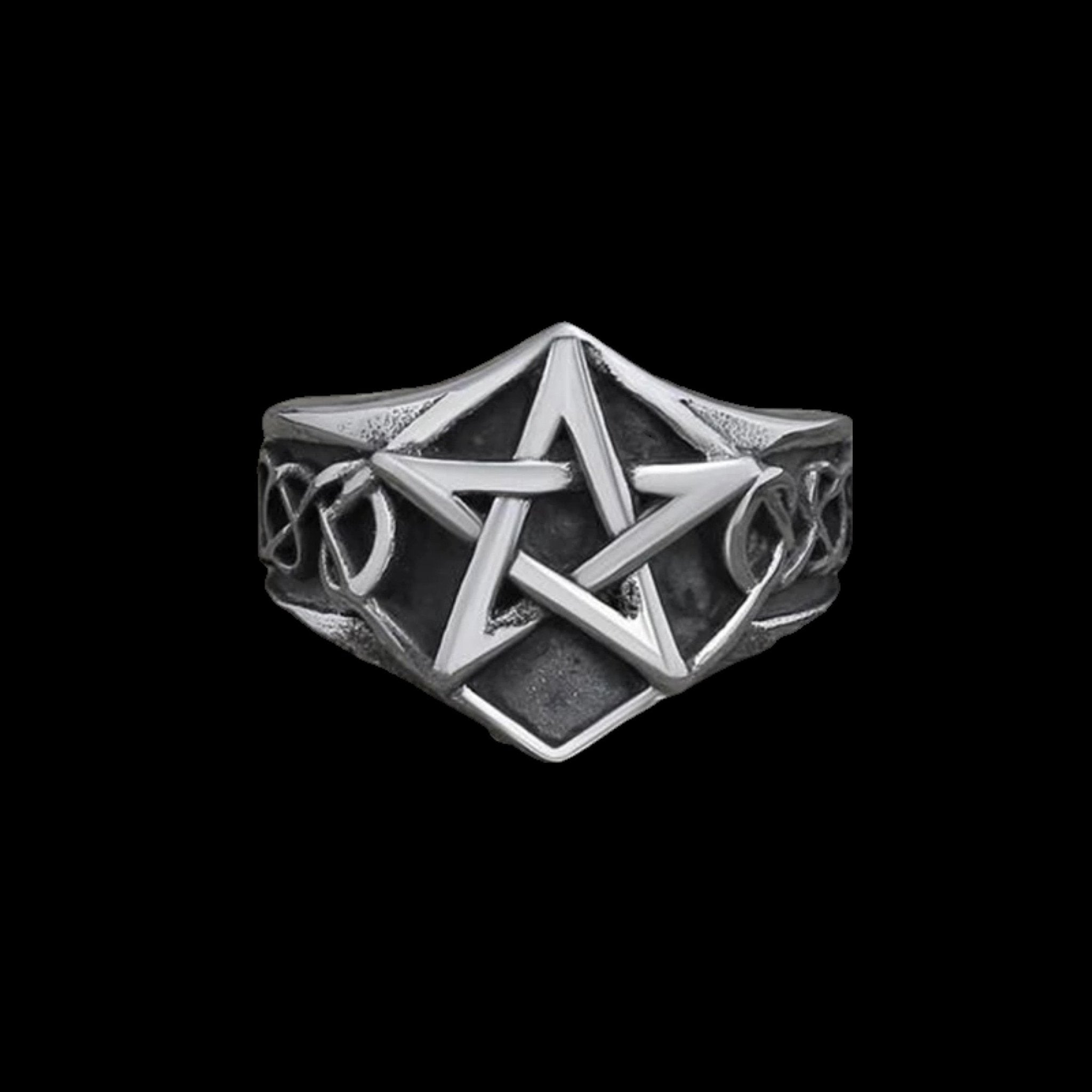 Pentagram Star Ring - Chrome Cult