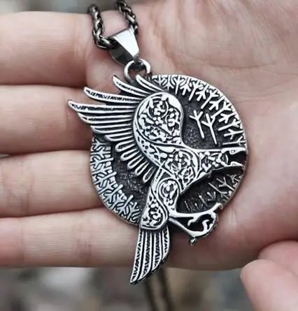 Raven Of Algiz Pendant - Chrome Cult
