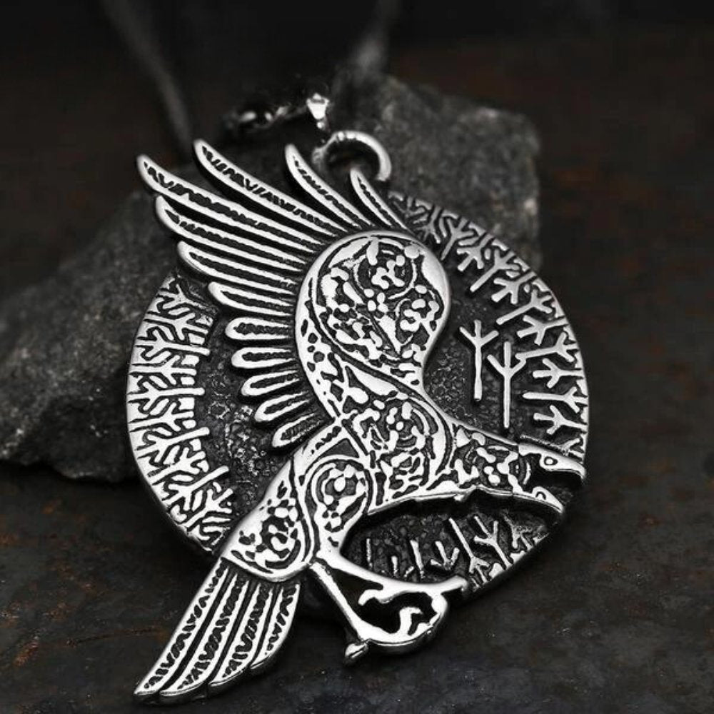 Raven Of Algiz Pendant - Chrome Cult