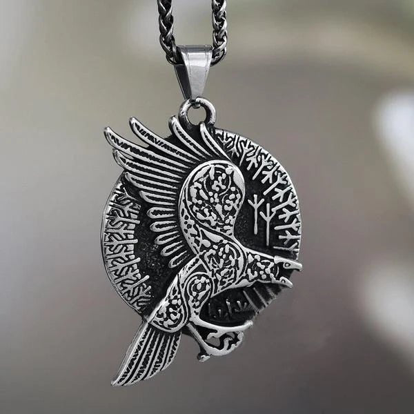 Raven Of Algiz Pendant - Chrome Cult
