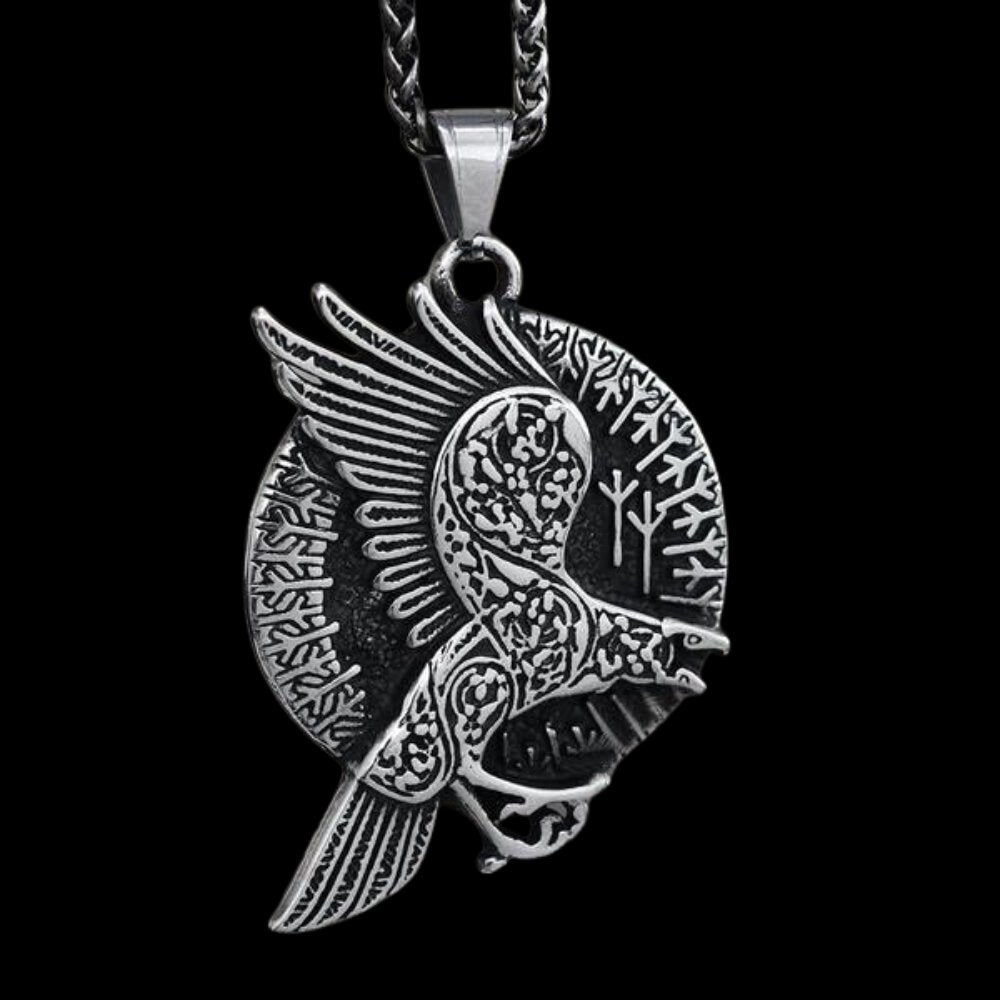 Raven Of Algiz Pendant - Chrome Cult