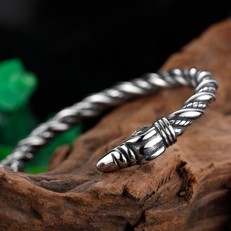 Raven Rope Cuff Bracelet - Chrome Cult