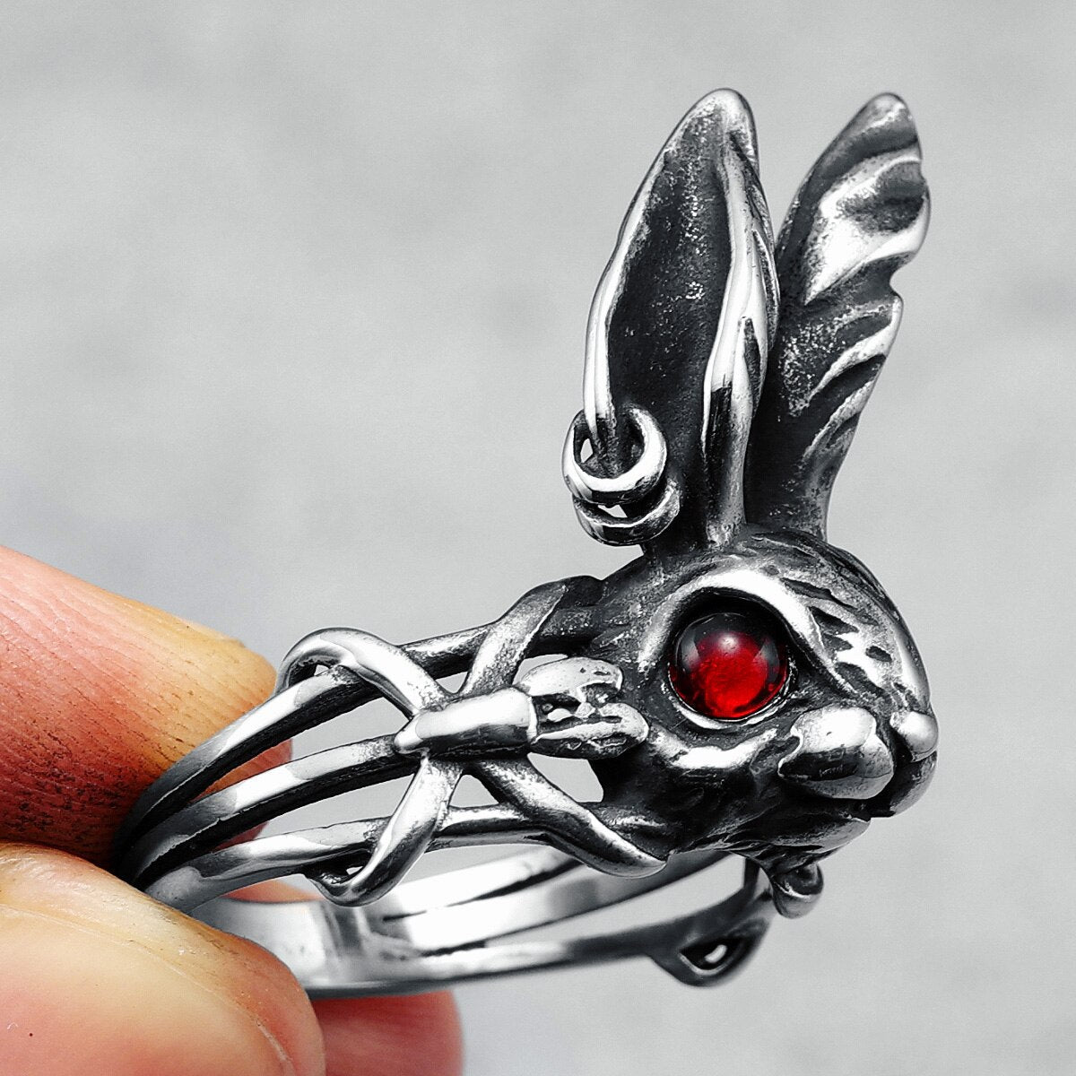 Red Eyes Bunny Ring - Chrome Cult