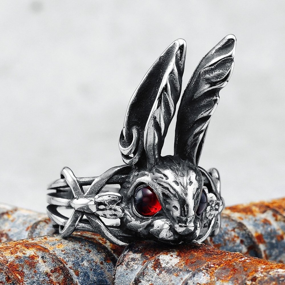 Red Eyes Bunny Ring - Chrome Cult