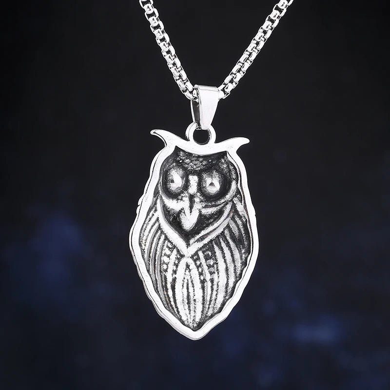 Red Gem Owl Eyes Pendant - Chrome Cult