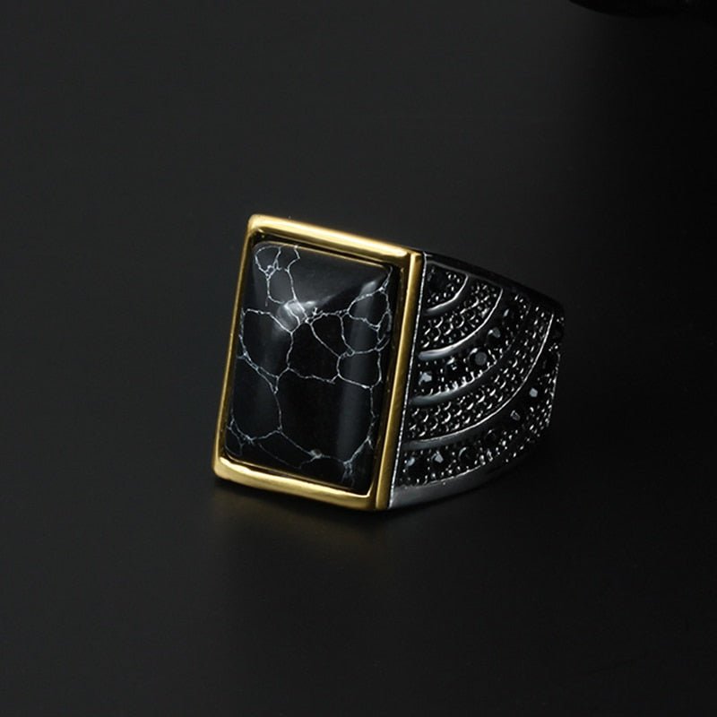 Retro Black Stone Ring - Chrome Cult