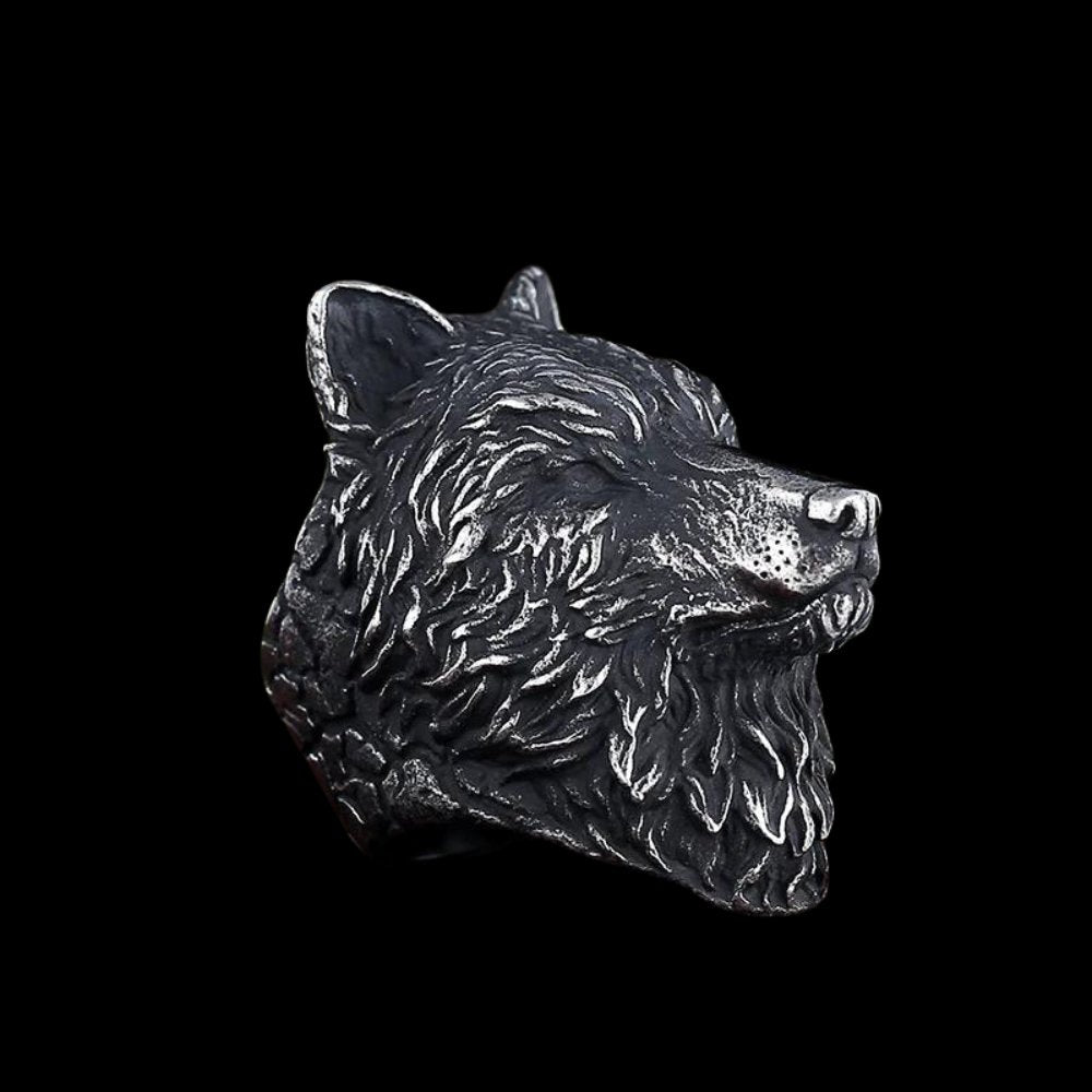 Rise of a Full Moon Wolf Ring - Chrome Cult