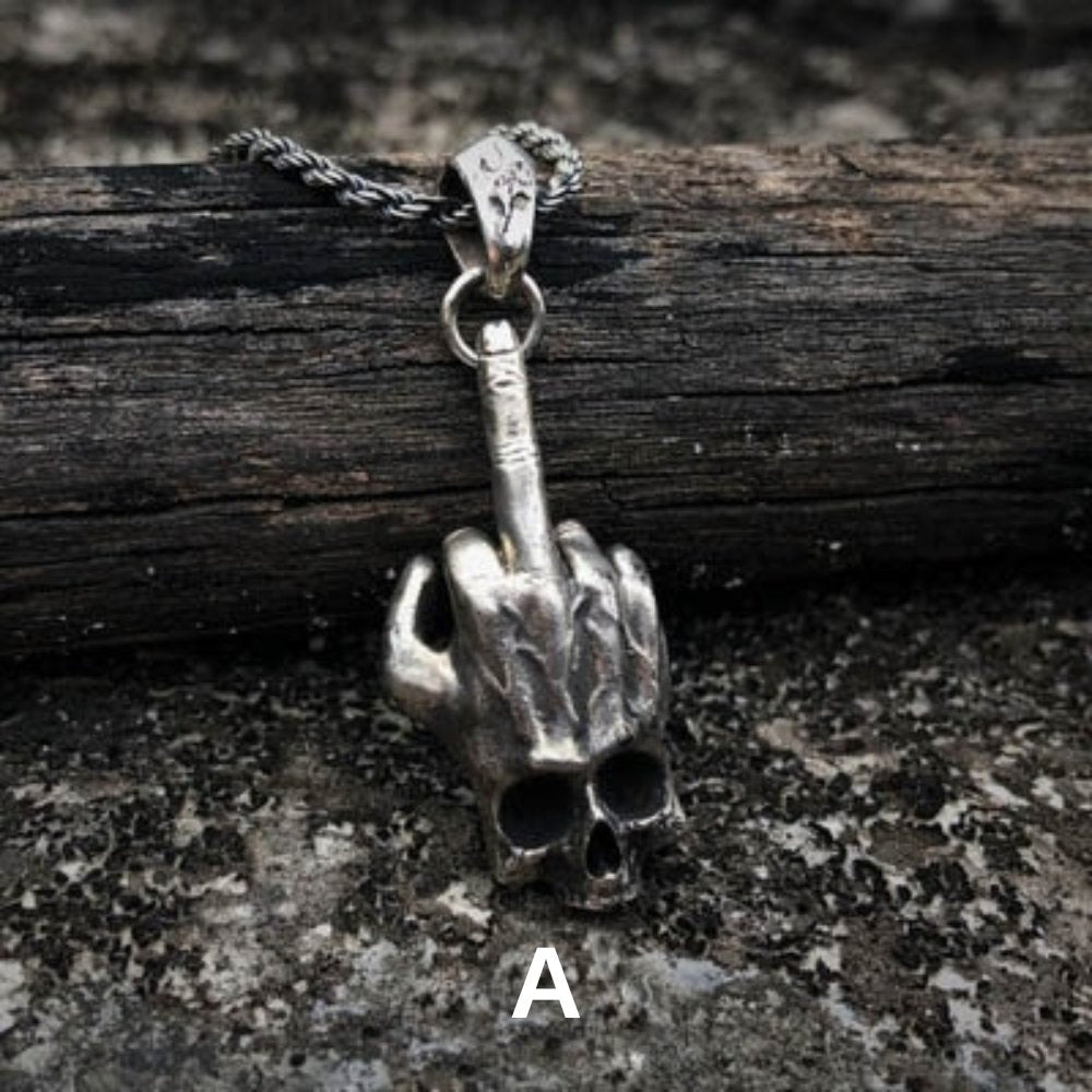 Rockstar Hand Signs Skull Pendant - Chrome Cult