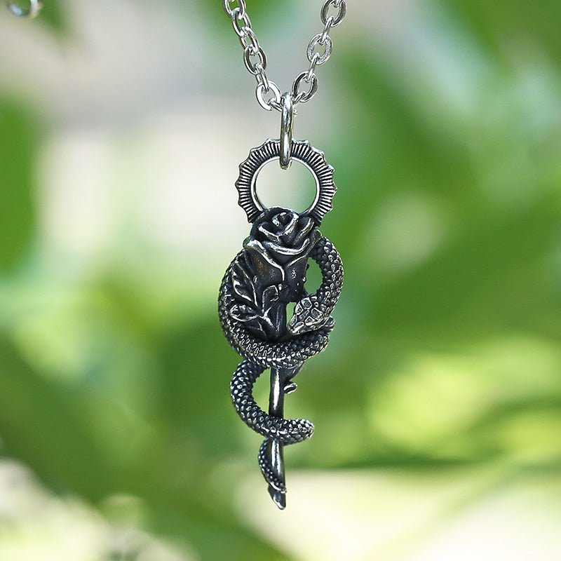 Rose Snake Pendant - Chrome Cult