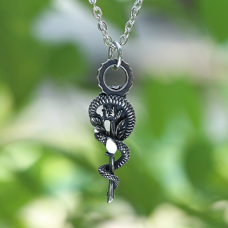 Rose Snake Pendant - Chrome Cult