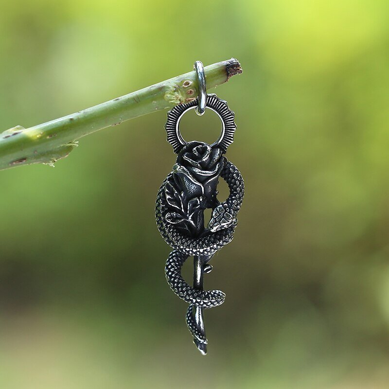 Rose Snake Pendant - Chrome Cult