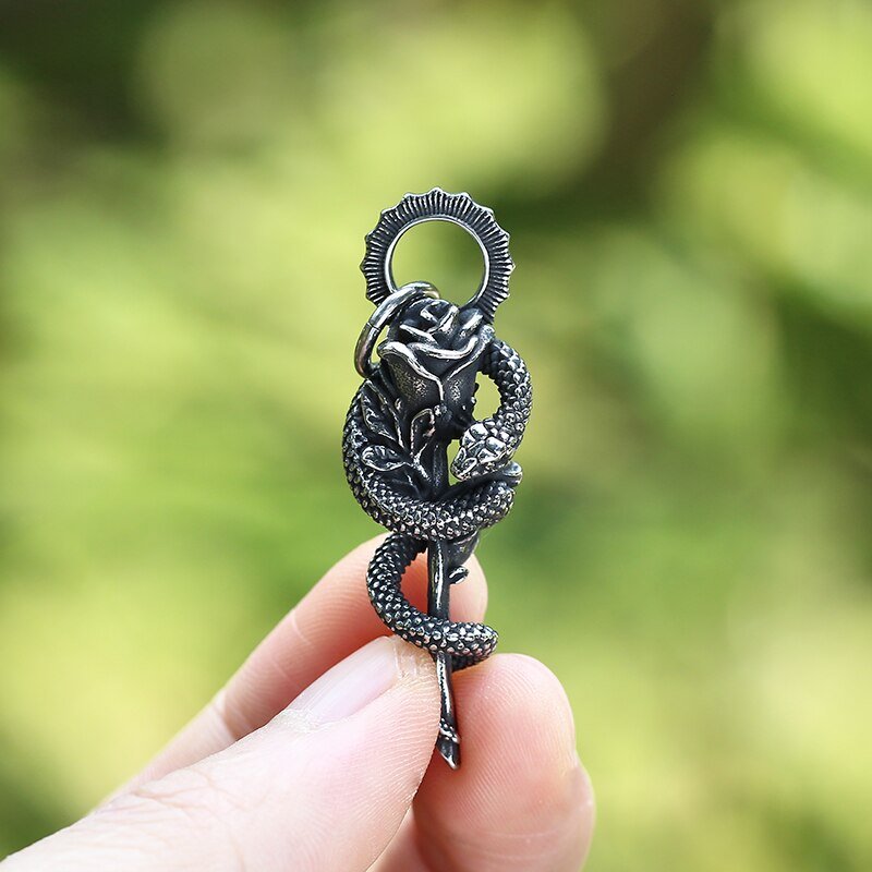 Rose Snake Pendant - Chrome Cult