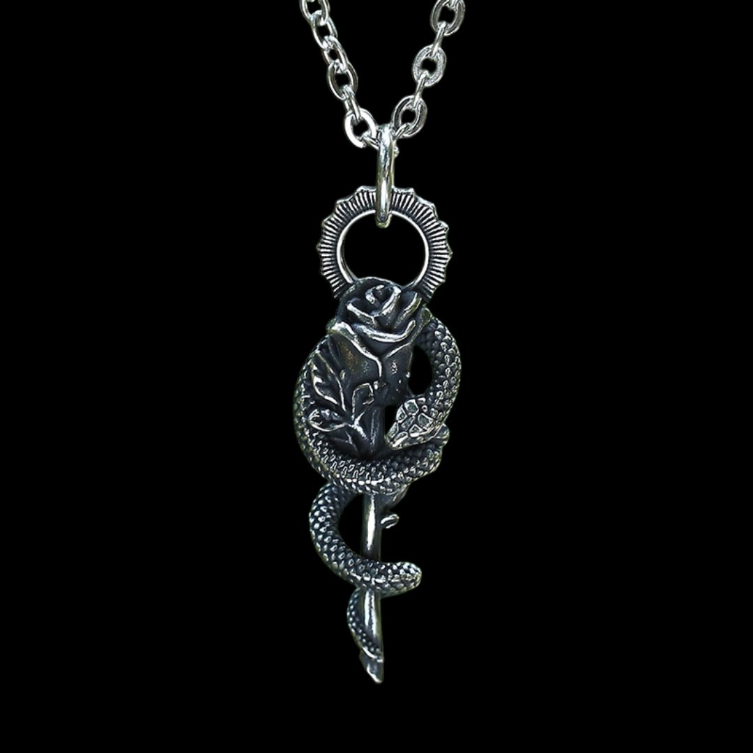 Rose Snake Pendant - Chrome Cult