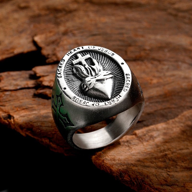 Sacred Heart Of Jesus Cross Ring