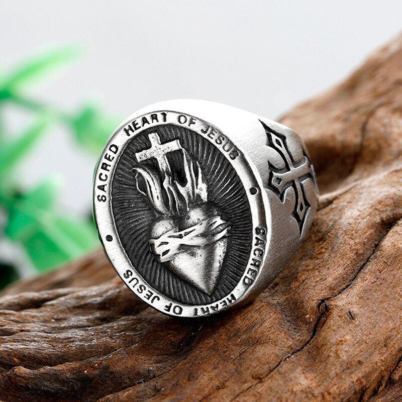 Sacred Heart Of Jesus Cross Ring