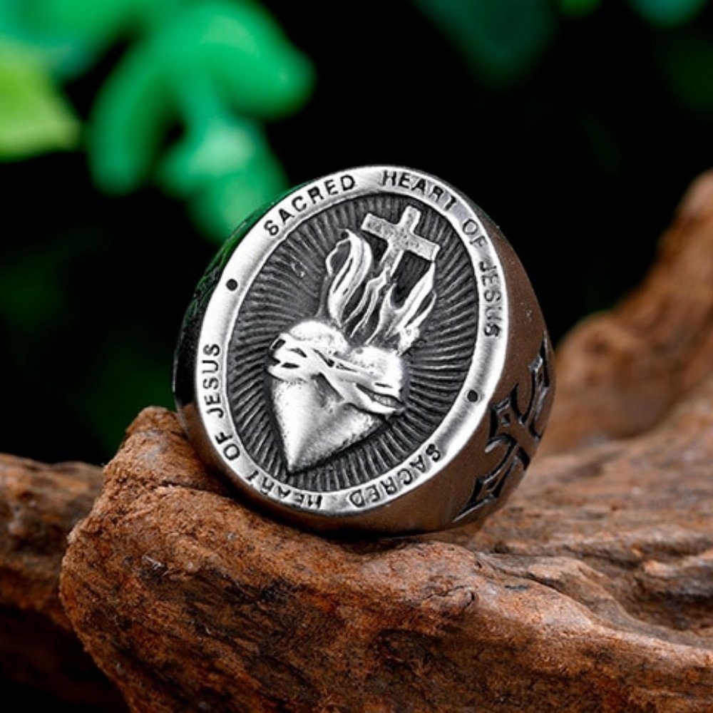 Sacred Heart Of Jesus Cross Ring