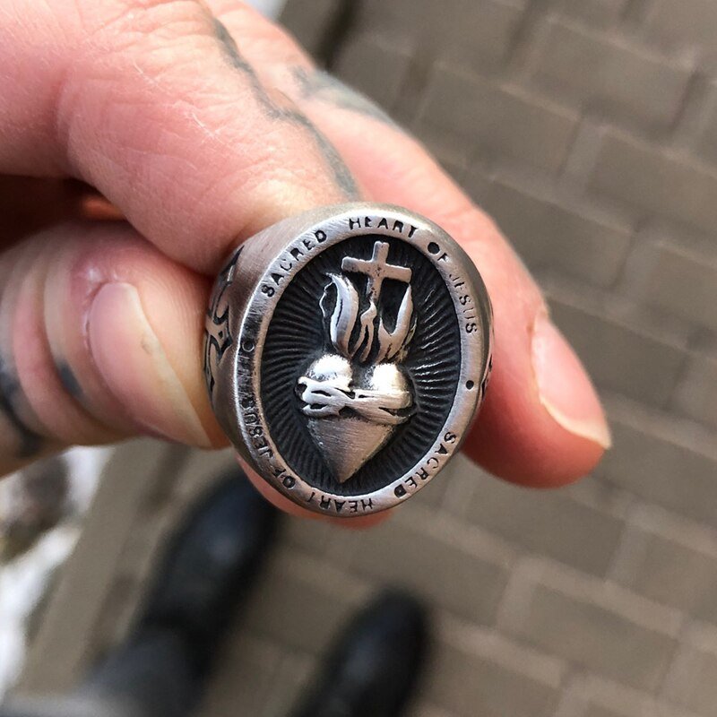 Sacred Heart Of Jesus Cross Ring