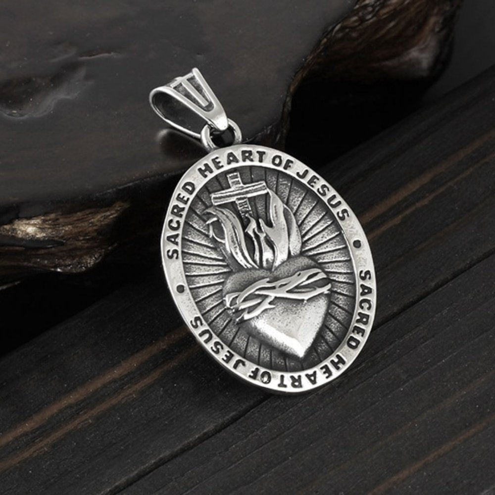 Sacred Heart Of Jesus Pendant - Chrome Cult