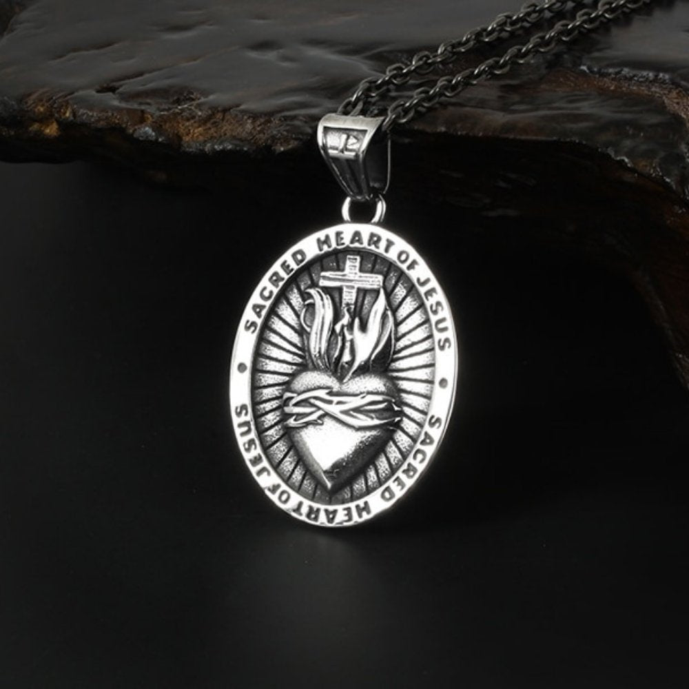 Sacred Heart Of Jesus Pendant - Chrome Cult