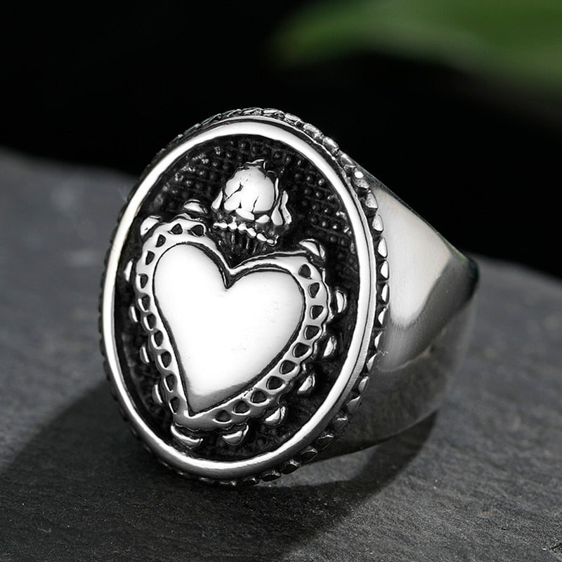 Sacred Heart Of Jesus Ring - Chrome Cult