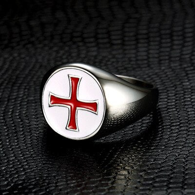 Saint Benedict Red Cross Ring - Chrome Cult
