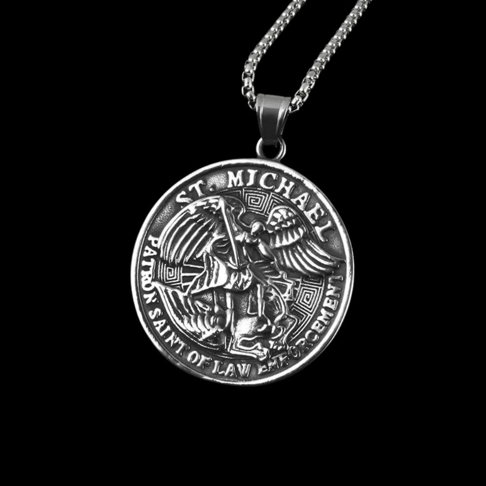 Saint Michael Patron Saint Of Law Enforcement Pendant - Chrome Cult