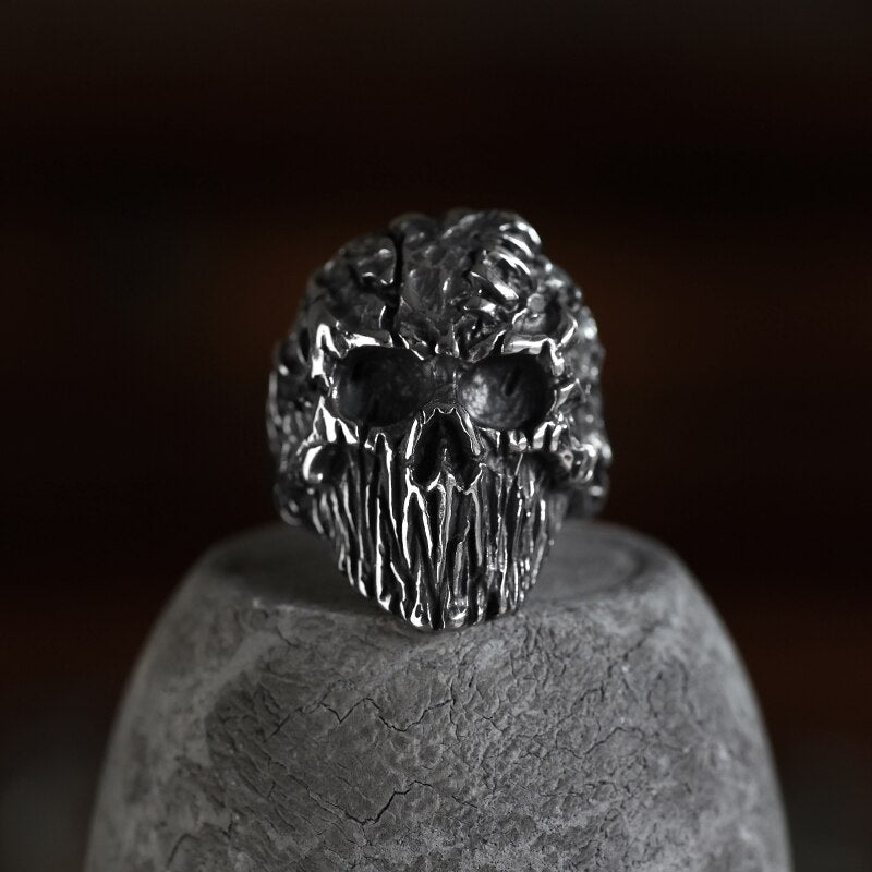 Scar Crack Skull Ring - Chrome Cult