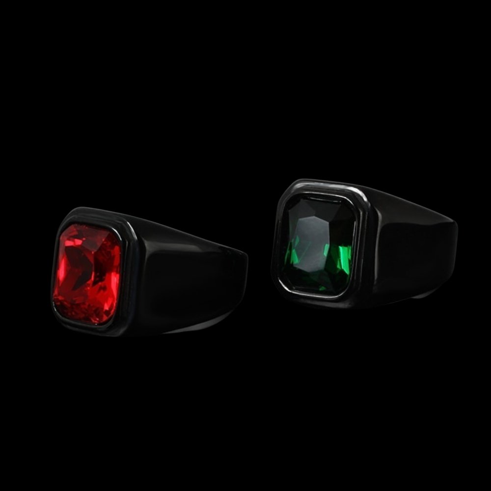 Shiny Gemstone Black Ring - Chrome Cult