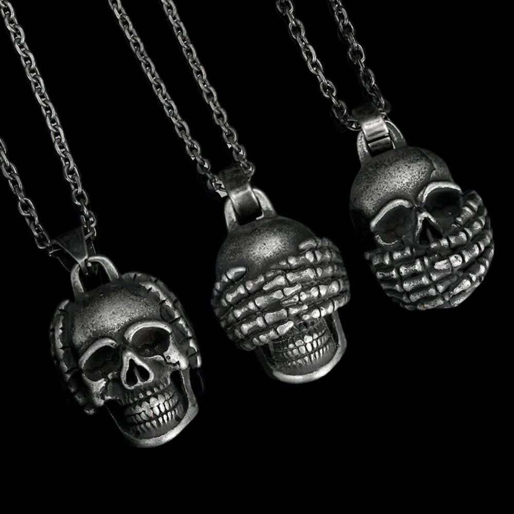 Silence Of The Dead Skull Pendant - Chrome Cult