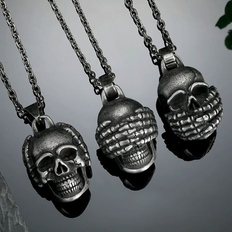 Silence Of The Dead Skull Pendant - Chrome Cult