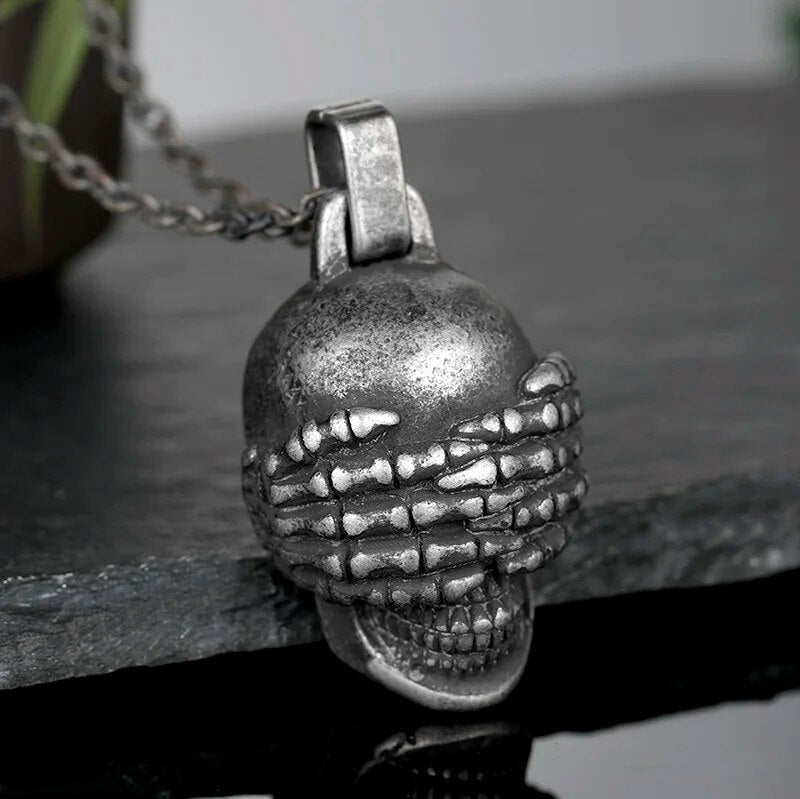 Silence Of The Dead Skull Pendant - Chrome Cult