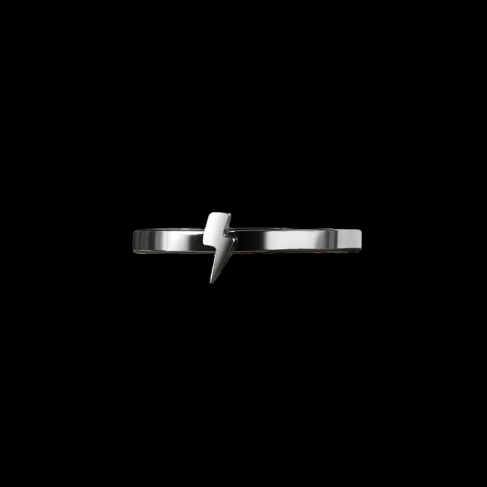 Simple Lightning Bolt Ring - Chrome Cult