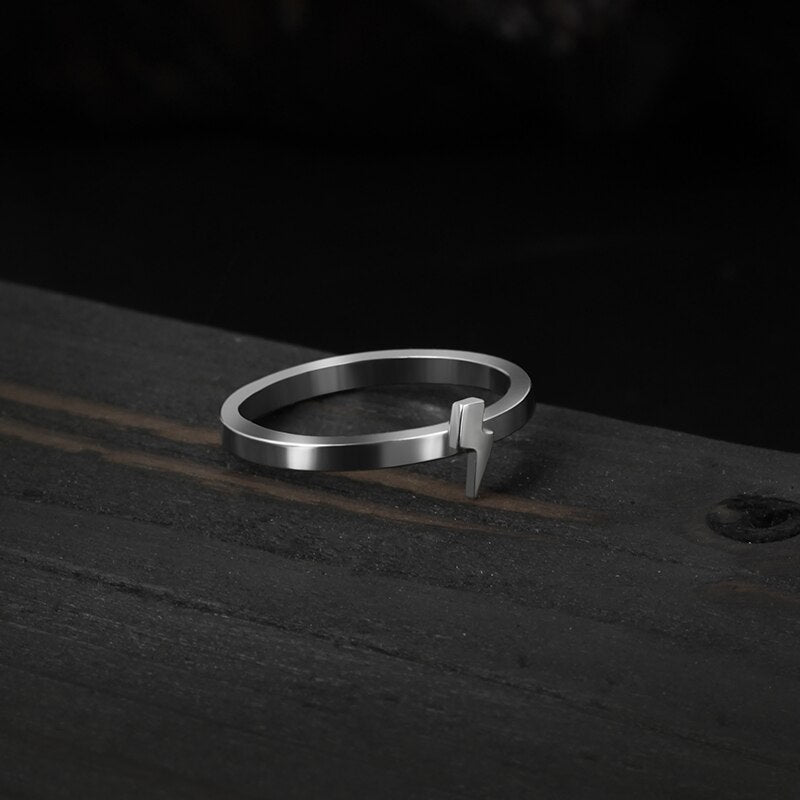 Simple Lightning Bolt Ring - Chrome Cult