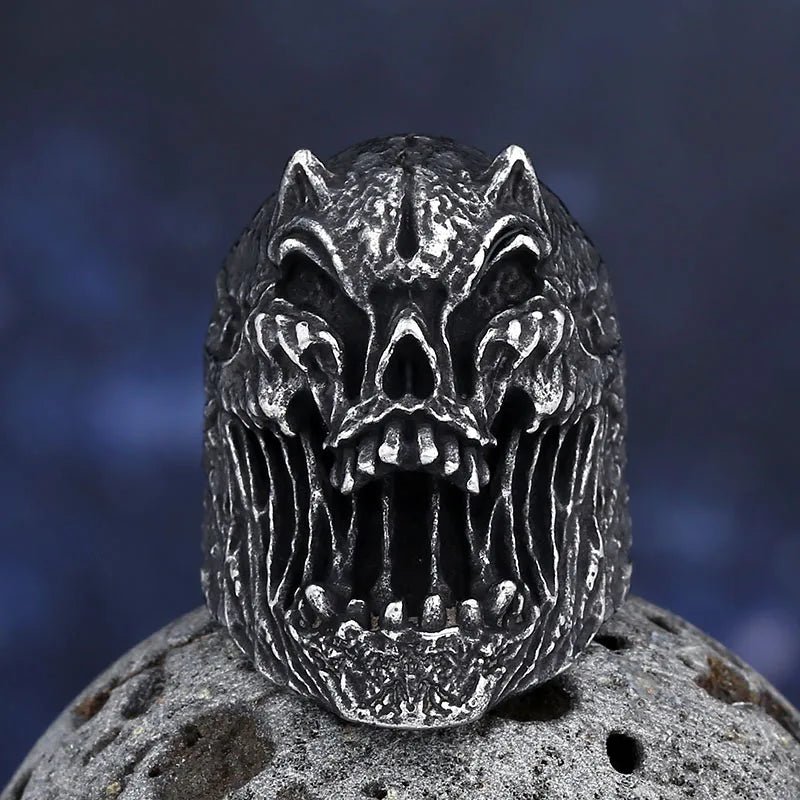 Sinners From Hell Skull Ring - Chrome Cult