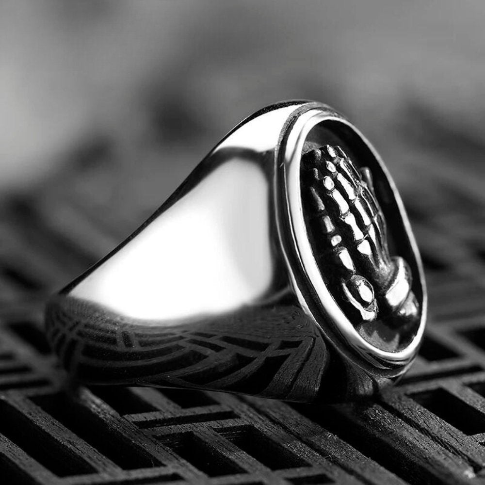Skeleton Hands Of Prayer Ring - Chrome Cult