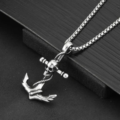 Skull Anchor Pendant - Chrome Cult