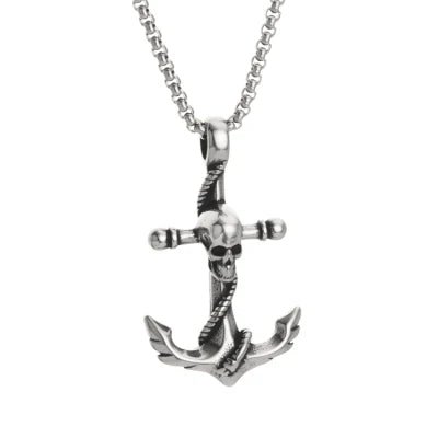 Skull Anchor Pendant - Chrome Cult