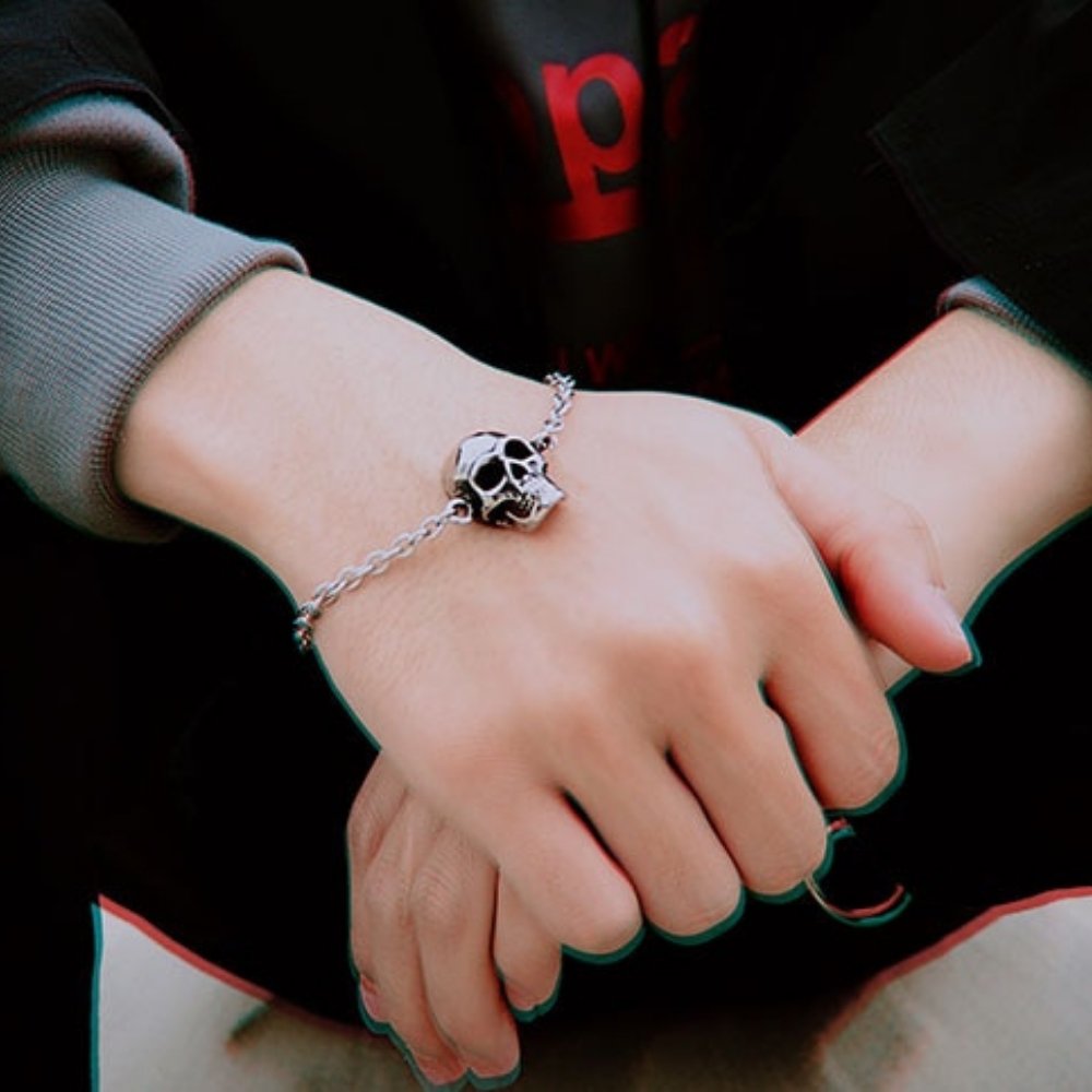 Skull Cable Bracelet - Chrome Cult