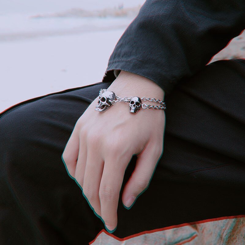 Skull Cable Bracelet - Chrome Cult
