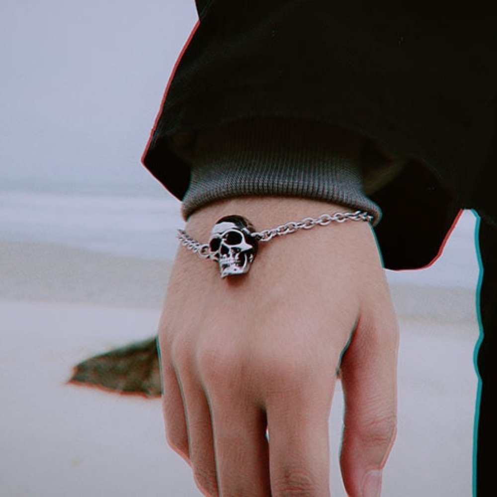 Skull Cable Bracelet - Chrome Cult
