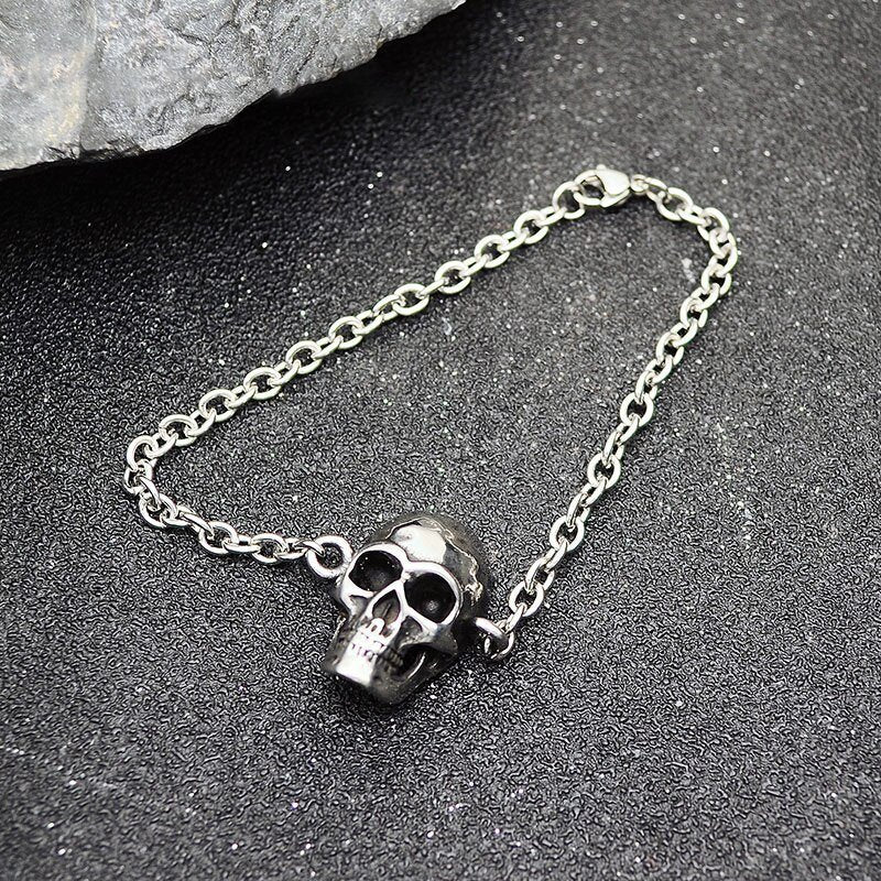 Skull Cable Bracelet - Chrome Cult