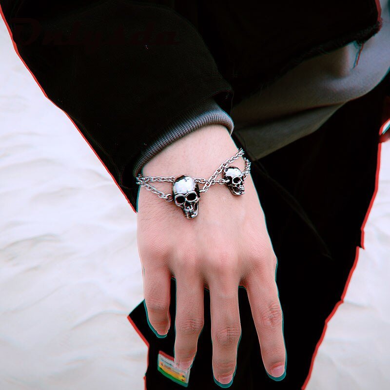 Skull Cable Bracelet - Chrome Cult